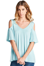 Load image into Gallery viewer, Cold Shoulder V Neck Top