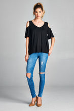 Load image into Gallery viewer, Cold Shoulder V Neck Top