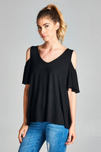 Load image into Gallery viewer, Cold Shoulder V Neck Top