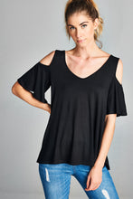 Load image into Gallery viewer, Cold Shoulder V Neck Top