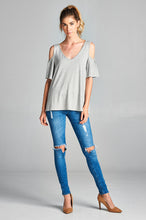 Load image into Gallery viewer, Cold Shoulder V Neck Top