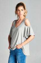 Load image into Gallery viewer, Cold Shoulder V Neck Top