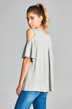 Load image into Gallery viewer, Cold Shoulder V Neck Top