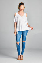 Load image into Gallery viewer, Cold Shoulder V Neck Top