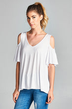 Load image into Gallery viewer, Cold Shoulder V Neck Top