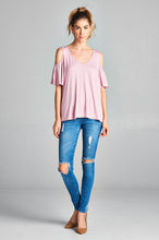 Load image into Gallery viewer, Cold Shoulder V Neck Top