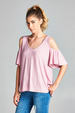 Load image into Gallery viewer, Cold Shoulder V Neck Top