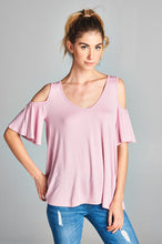 Load image into Gallery viewer, Cold Shoulder V Neck Top