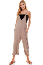 Load image into Gallery viewer, Loose Fit V Neck Capri Jumpsuits - Taupe
