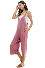 Load image into Gallery viewer, Loose Fit V Neck Capri Jumpsuits - Mauve
