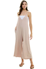 Load image into Gallery viewer, Loose Fit V Neck Capri Jumpsuits - Sand
