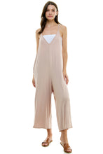 Load image into Gallery viewer, Loose Fit V Neck Capri Jumpsuits - Sand
