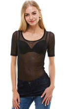 Load image into Gallery viewer, Short Sleeve Sheer Mesh Tops
