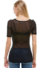 Load image into Gallery viewer, Short Sleeve Sheer Mesh Tops
