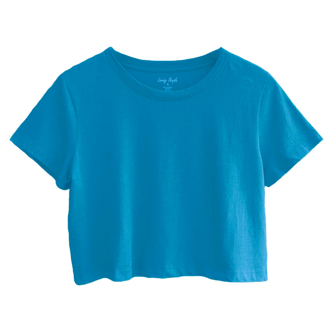 Premium Crop Tee - Bright Azure