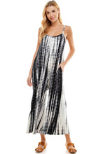 Load image into Gallery viewer, Bamboo Tie Dye Loose Fit Spaghetti Strap Jumpsuit | White/Black
