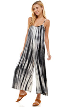 Load image into Gallery viewer, Bamboo Tie Dye Loose Fit Spaghetti Strap Jumpsuit | White/Black
