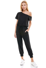 Load image into Gallery viewer, Off Shoulder Drawstring Jumpsuit
