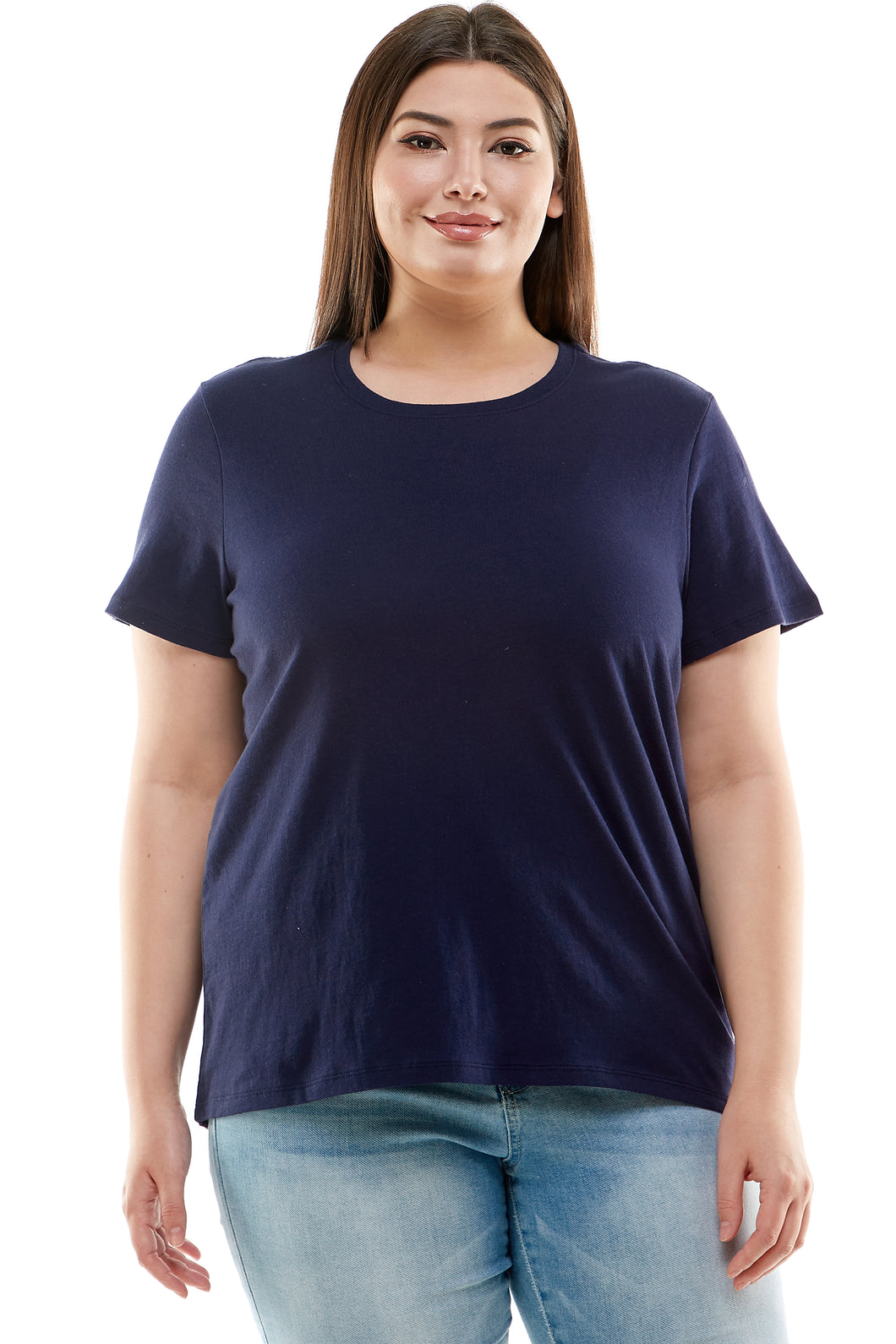 Plus Size Basic Short Sleeve Tee Shirt | Navy