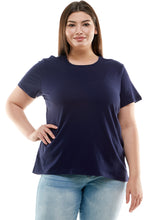 Load image into Gallery viewer, Plus Size Basic Short Sleeve Tee Shirt | Navy
