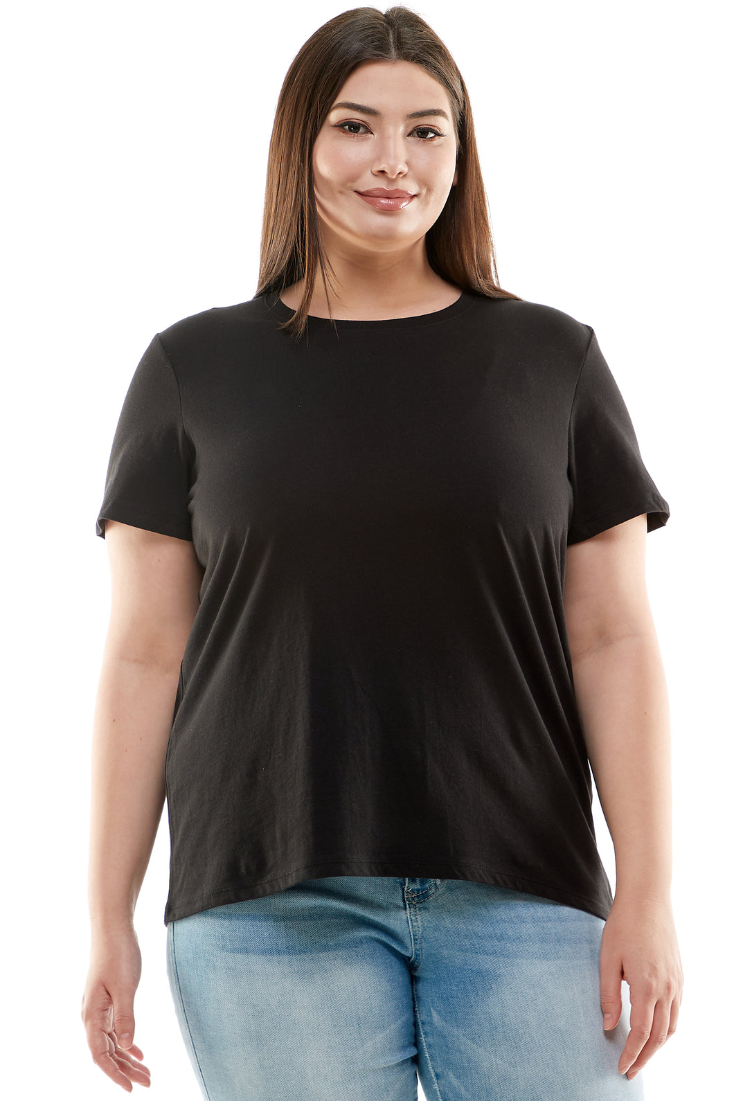 Plus Size Basic Short Sleeve Tee Shirt | Black
