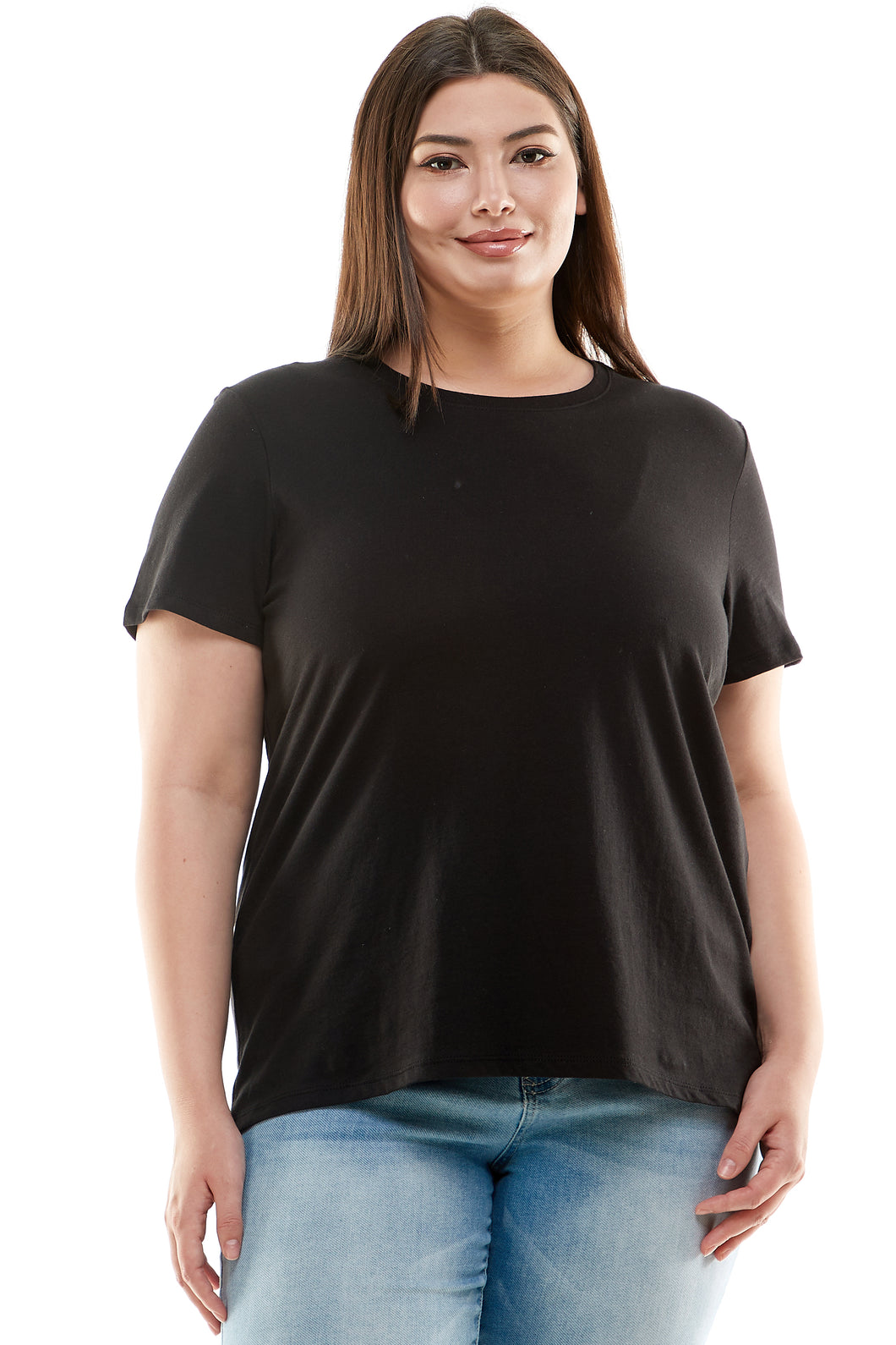 Plus Size Basic Short Sleeve Tee Shirt | Black