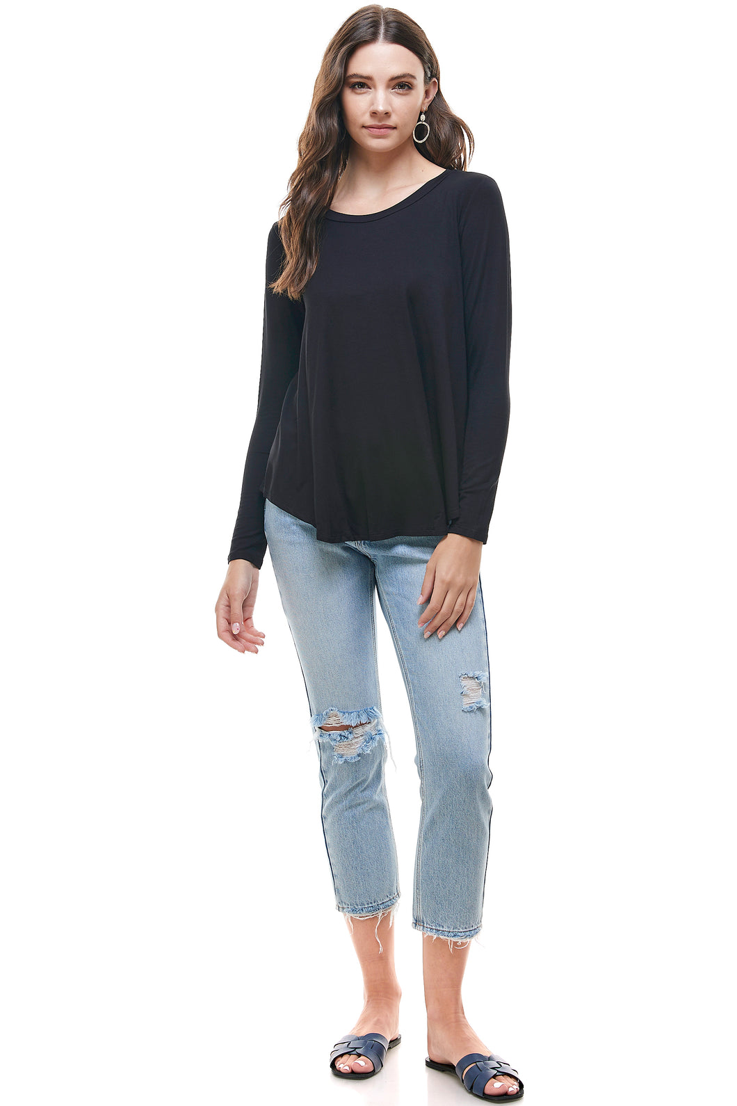 T20164 | Long Sleeve Loose Fit Solid Top