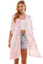Load image into Gallery viewer, Tie Dye Kimono Cardigan Cover Up - Coral/Bubble Gum

