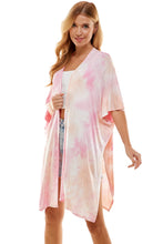 Load image into Gallery viewer, Tie Dye Kimono Cardigan Cover Up - Coral/Bubble Gum
