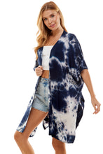 Load image into Gallery viewer, Tie Dye Kimono Cardigan Cover Up - Navy
