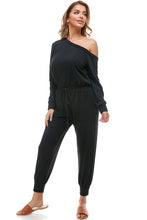 Load image into Gallery viewer, Off Shoulder Long Sleeve French Terry Jumpsuit
