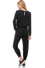 Load image into Gallery viewer, Long Sleeve French Terry Jumpsuit - Black
