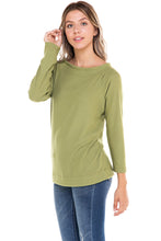 Load image into Gallery viewer, Long Sleeve Off Shoulder Brushed Soft Hacci Top - Apple Green
