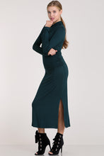 Load image into Gallery viewer, Mock Neck Long Sleeve Shirred Dress
