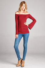 Load image into Gallery viewer, Off shoulder bell long sleeve top | Burgundy
