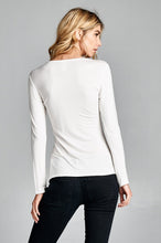 Load image into Gallery viewer, T20077 | Solid Long Sleeve V Neck Cross String Tie - Ivory
