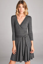 Load image into Gallery viewer, Surplice Mini Dress - Charcoal
