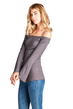 Load image into Gallery viewer, Off shoulder bell long sleeve top | Dark Gray
