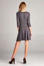 Load image into Gallery viewer, Surplice Solid V Neck Mini Dress - Dark Gray
