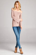Load image into Gallery viewer, Off shoulder bell long sleeve top | Mocha
