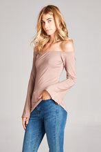 Load image into Gallery viewer, Off shoulder bell long sleeve top | Mocha
