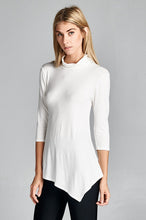 Load image into Gallery viewer, Turtle Neck 3/4 Sleeve Asymmetrical Hem Top - Ivory
