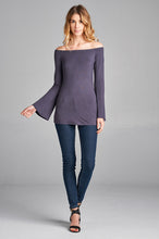 Load image into Gallery viewer, Off shoulder bell long sleeve top | Dark Gray
