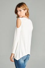 Load image into Gallery viewer, Cold Shoulder Long Sleeve Top -Ivory
