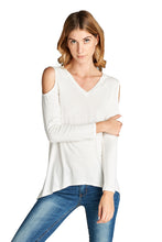 Load image into Gallery viewer, Cold Shoulder Long Sleeve Top -Ivory
