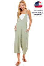 Load image into Gallery viewer, P30007 | Loose Fit V Neck Capri Jumpsuits - Sage
