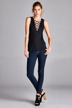 Load image into Gallery viewer, Sleeveless Lace Up String Tank Top | Black
