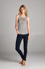 Load image into Gallery viewer, Sleeveless Lace Up String Tank Top | Heather Gray
