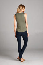 Load image into Gallery viewer, Sleeveless Lace Up String Tank Top | Olive
