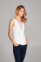 Load image into Gallery viewer, Sleeveless Lace Up String Tank Top | White
